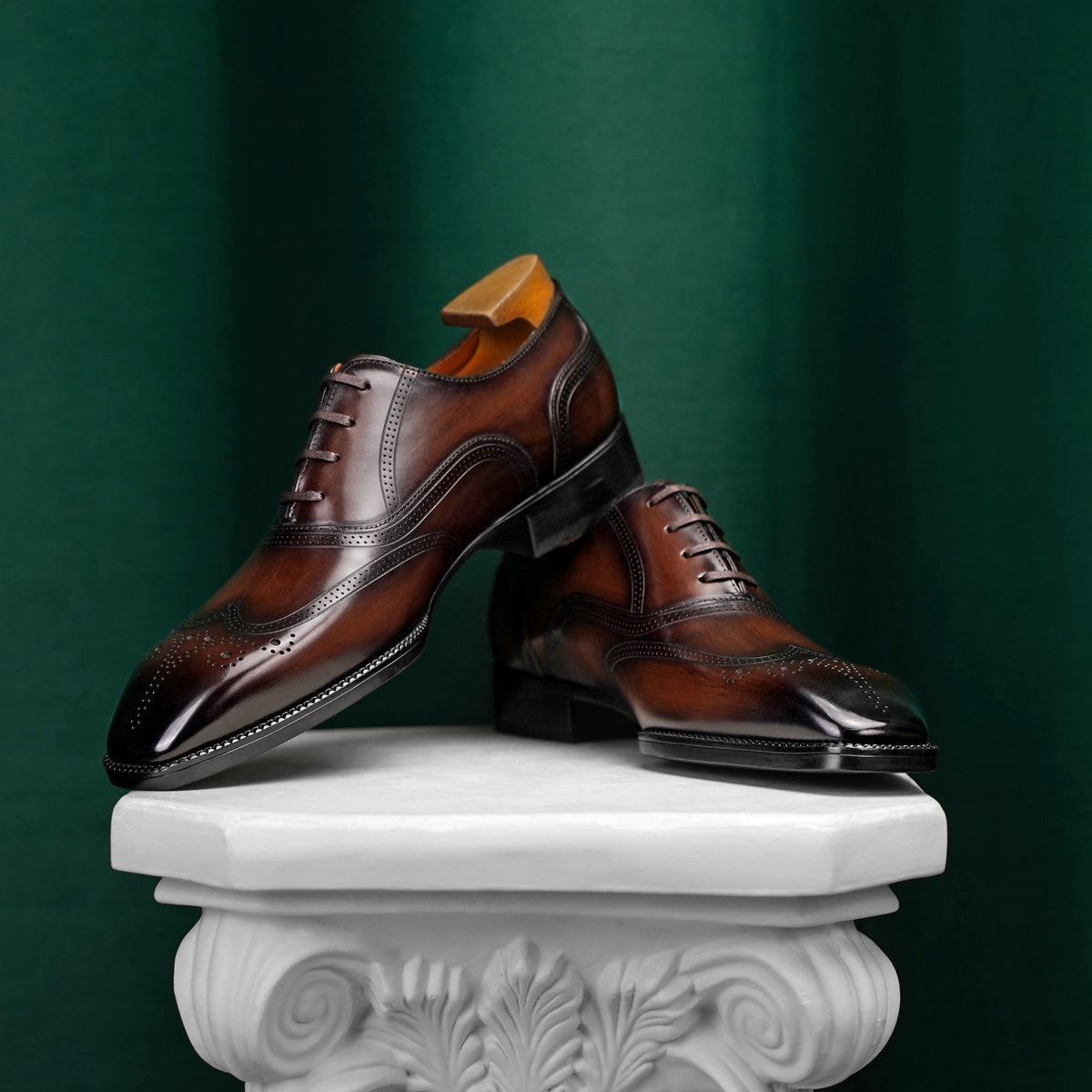 Lavarazione Blake Italian Men’s Brown Leather Oxford Style Shoes Torre Calzoleria Toscana Wholecut Dress Shoe - Toscana USA main image 2